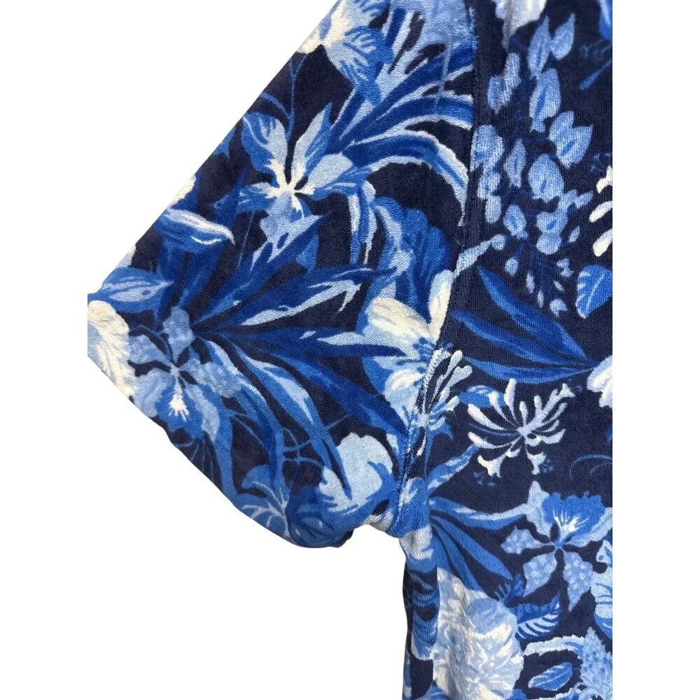 Polo Ralph Lauren Men's Camp Shirt Slim Fit Floral Blue Button Pocket XL